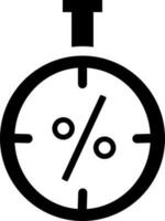 schwarz und Weiß Einkaufen Rabatt Zeit Symbol im eben Stil. vektor