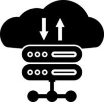 svart moln data lagring förbi server. vektor