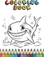 söt haj färg bok för barn vektor