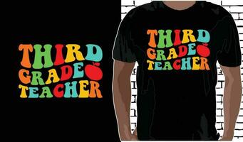 3:e kvalitet lärare t skjorta design, citat handla om tillbaka till skola, tillbaka till skola skjorta, tillbaka till skola typografi t skjorta design vektor