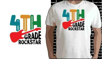 4 .. Klasse Rockstar t Hemd Design, Zitate Über zurück zu Schule, zurück zu Schule Shirt, zurück zu Schule Typografie t Hemd Design vektor