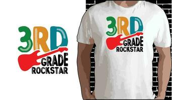 3 .. Klasse Rockstar t Hemd Design, Zitate Über zurück zu Schule, zurück zu Schule Shirt, zurück zu Schule Typografie t Hemd Design vektor