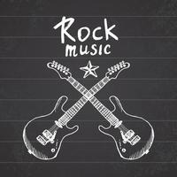 Rock Musik Hand gezeichnete Skizze Gitarre mit Soundbox und Text lieben die Rock Vektor-Illustration auf Tafel vektor