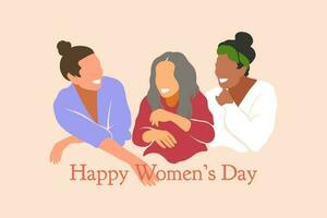 Poster zum International Damen Tag lächelnd Frau. modern stilvoll Frau vektor