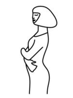 minimalistisch Hand gezeichnet weiblich Vektor Porträt im modern abstrakt einer Linie Zeichnung Grafik Stil. Dekor drucken, Mauer Kunst, kreativ Design zum Sozial media.trendy Vorlage mit Porträt Frau Gesicht Profil