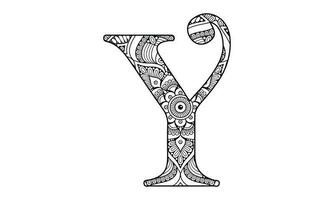 alfabet mandala färg vektor illustration design