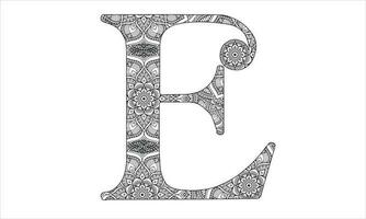 alfabet mandala färg vektor illustration design