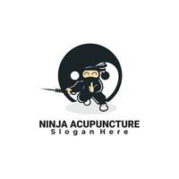 ninja nålar akupunktur logotyp design inspiration vektor