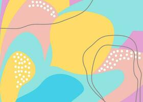 Spaß Hand gezeichnet bunt Formen, Gekritzel Objekte und Linien, Punkte Collage, modern modisch abstrakt Muster Hintergrund zum Design. Rosa Gelb Blau lila Pastell- Farben vektor