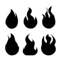Feuer einstellen Symbol Vektor Silhouette Illustration isoliert Weiß Hintergrund