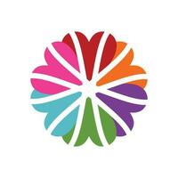 bunt Blume Herz Liebe Mannschaft Kamerad Kreis Logo und Vektor Symbol