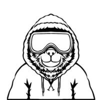 Bär Maskottchen Design von ein Snowboarder tragen ein Brille. vektor