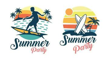 sommar och surfing logotyp design. retro surfing logotyp mall vektor