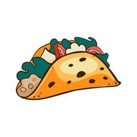 taco med kött och grönsaker ikon i tecknad serie stil på en vit bakgrund vektor