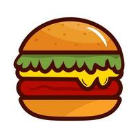 köstlich Hamburger schnell Essen Symbol Vektor Illustration Design Grafik eben Stil