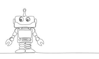 retro Roboter isoliert auf Weiß Hintergrund. Linie Kunst Roboter Spielzeug. einer Linie kontinuierlich Vektor Illustration.