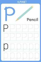 Vektor temlate zum trainieren Handschrift und Lernen Brief p