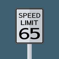 usa vägtrafik transport tecken hastighetsgräns 65 på vit bakgrund vektor
