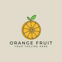Orange Obst Linie Kunst oder Jahrgang Logo Design mit minimalistisch Stil Logo Vektor Illustration Design