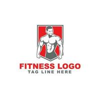 Bodybuilder Logos Vorlagen Satz. Vektor Objekt und Symbole zum Sport Etikett, Fitnessstudio Abzeichen, Fitness Logo