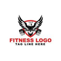 Adler Fitness Sport Vektor Logo. das Arm Aufzüge ein Hantel Logo