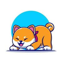 süß Shiba inu Hund Dehnen Karikatur Vektor Symbol Illustration. Tier Natur Symbol Konzept isoliert Prämie Vektor. eben Karikatur Stil