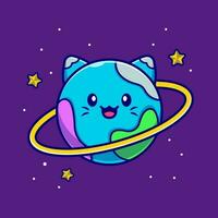 süß Katze Planet Karikatur Vektor Symbol Illustration. Tier Wissenschaft Symbol Konzept isoliert Prämie Vektor. eben Karikatur Stil