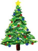 jul träd dragen använder sig av vattenfärg borstar vektor