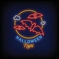 Halloween Nacht Neonschilder Stil Text Vektor