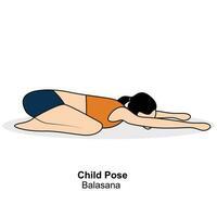 Frau tun yoga.kind Pose, balasana.pro Vektor Illustration.