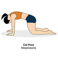 Frau tun yoga.cat Yoga dehnbar.flach Vektor Illustration.