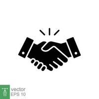 Hand Shake Symbol. einfach solide Stil. Handschlag, Partnerschaft, Einführung, Vereinbarung, handeln, Geschäft Konzept. schwarz Silhouette, Glyphe Symbol. Vektor Illustration isoliert auf Weiß Hintergrund. eps 10.