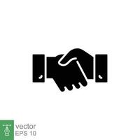 Handschlag Symbol. einfach solide Stil. handeln, Hand Shake, Vereinbarung, Partnerschaft, respektieren, Geschäft Konzept. schwarz Silhouette, Glyphe Symbol. Vektor Illustration isoliert auf Weiß Hintergrund. eps 10.