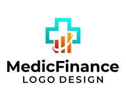 medicinsk korsa och finansiell Graf företag logotyp design. vektor