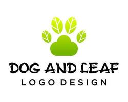 Hund Pfote und Blatt natürlich frisch Logo Design. vektor