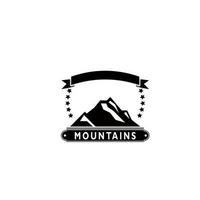 berg logotyp, berg expedition och sten klättrande vektor ikoner.