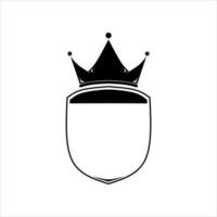 schwarz und Weiß Krone Schild Logo oder Symbol vektor