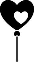 hjärta ballong glyf ikon eller symbol. vektor