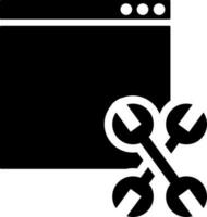 hemsida underhåll ikon i svart och vit Färg. vektor