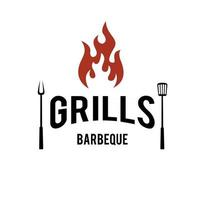 enkel modern premium grill logo design mat eller grill mall vektor illustration koncept