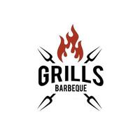 einfache moderne Premium-Grill-Logo-Design-Lebensmittel- oder Grillschablonen-Vektorillustrationskonzept vektor