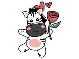 Zebra Karikatur süß zum Valentinsgrüße Tag vektor