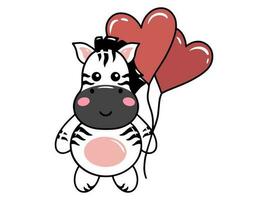 Zebra Karikatur süß zum Valentinsgrüße Tag vektor