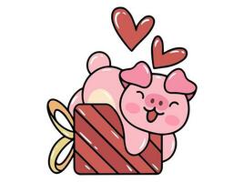 Schwein Karikatur süß zum Valentinsgrüße Tag vektor
