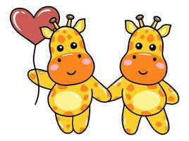 giraff tecknad serie söt för valentines dag vektor