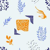 botanisch Glückseligkeit skandinavisch Pflanze Gekritzel Muster . Stil minimalistisch Stil und botanisch Motive. perfekt zum Schreibwaren, Textilien, Zuhause Dekor, Hintergrund, Kissen vektor