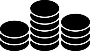stack av mynt glyf ikon i svart och vit Färg. vektor