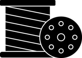 Spule Symbol mit Faden Spule im schwarz und Weiß Farbe. vektor