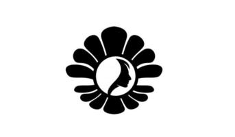 enkel pärlskal skönhet ansikte silhuett svart vektor logo ikon design platt illustration