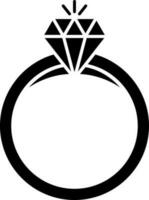 schwarz und Weiß Illustration von Diamant Ring Symbol. vektor